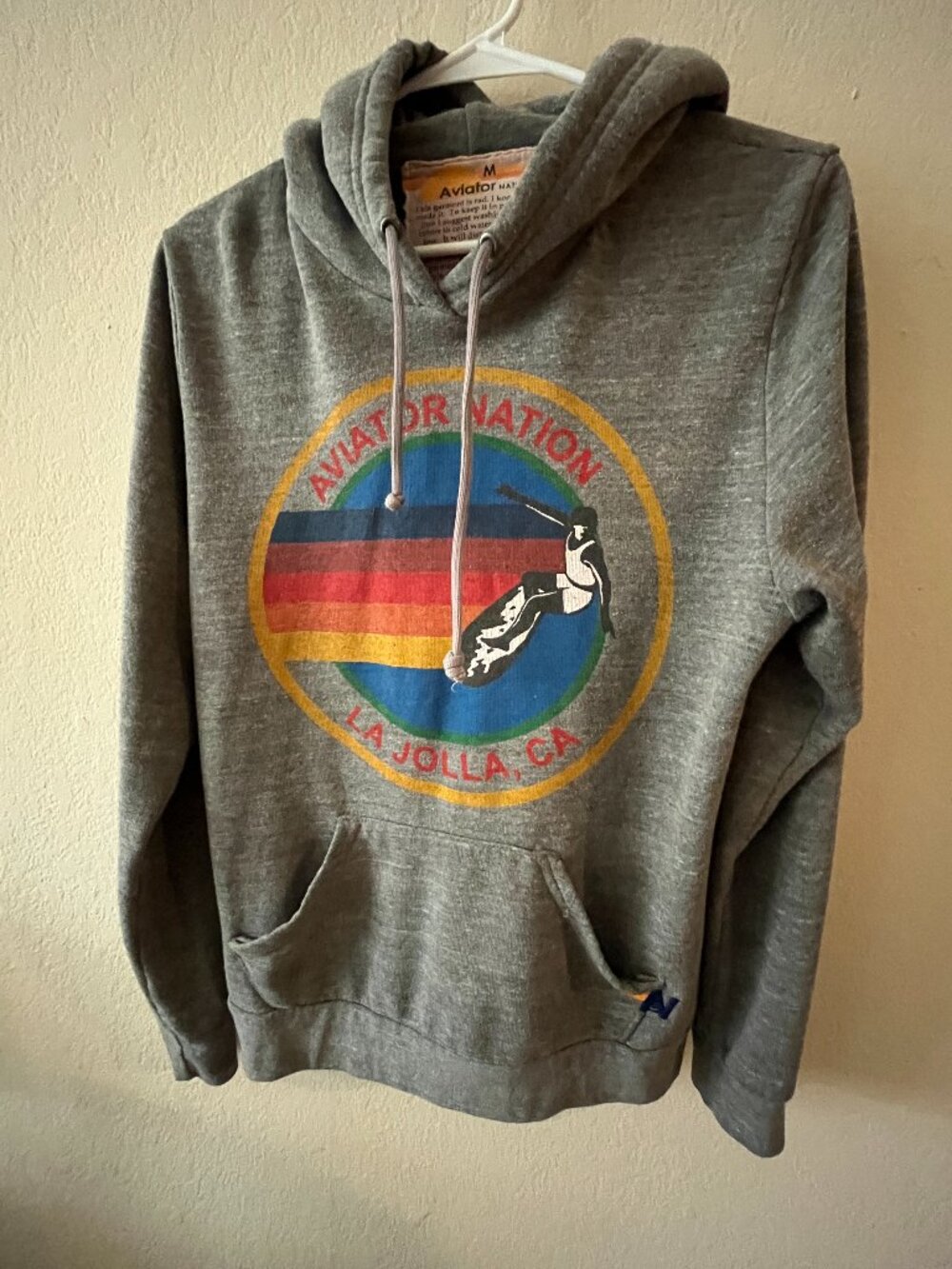AVIATOR NATION VAIL RELAXED PULLOVER HOODIE - HEATHER GREY Size Medium